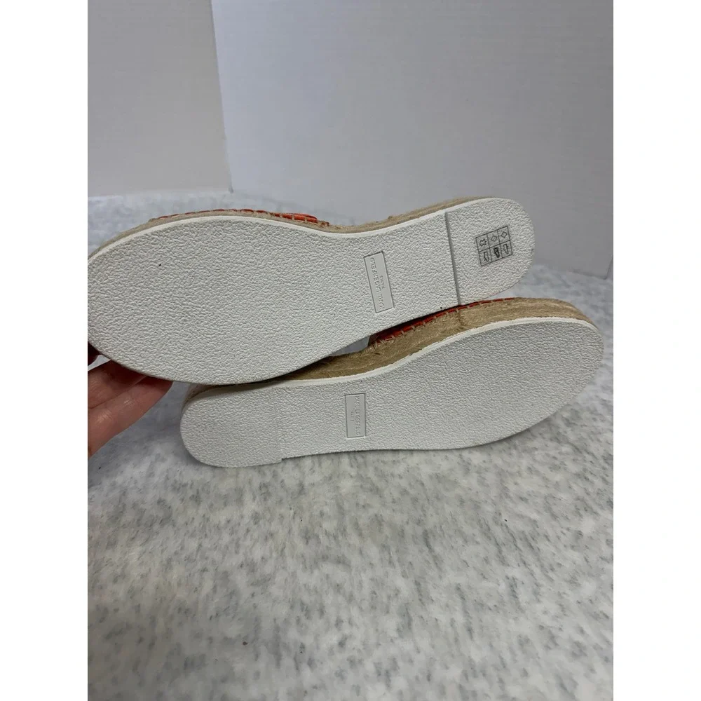 Karl Lagerfeld Paris Cherie Apricot Nappa Leather Espadrille Slide Sandals 9.5 M